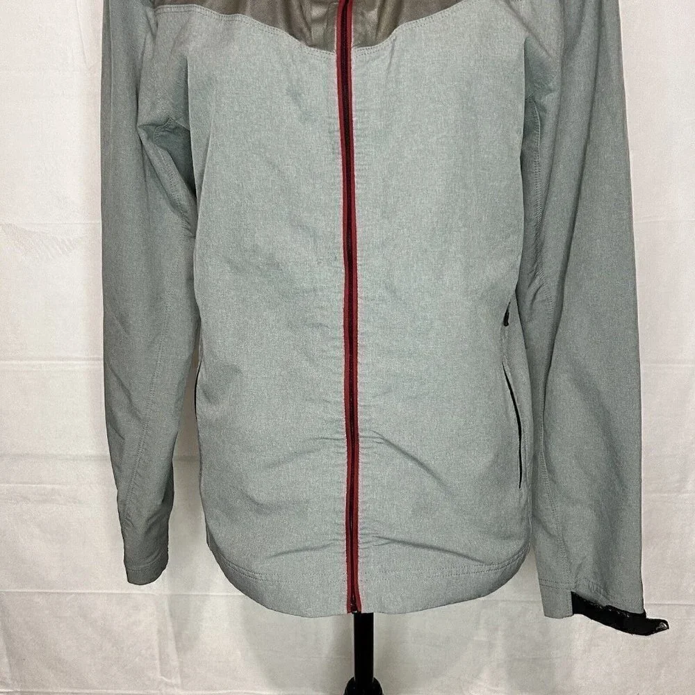 Nike Pro Running Jacket Womens Gray Red Hooded Full Zip Stretch Sz. S